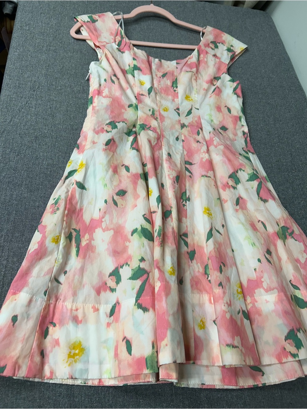 a new day Pink Floral Fit-and-Flare Dress with Green Accents